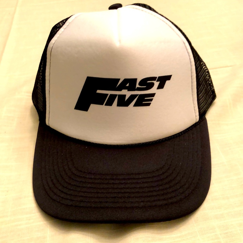 FAST FIVE 2011 MOVIE PROMO CAP BLACK & WHITE TRUCKER-STYLE SNAP BACK  #1016